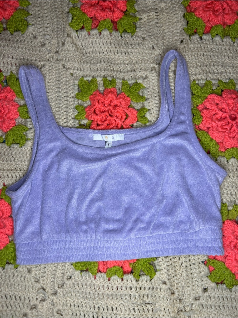 Iris Lavender Terry cloth Cropped Tank Top/ sports bra
